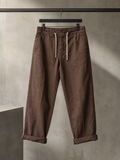 pantalone uomo in lino cioccolato con coulisse