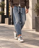 Bl11 uomo jeans blu marmo medio
