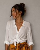 Kikisix camicia donna  in mussola rosa cipria e bianco