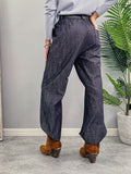 Kikisix donna pantalone dritto elastico vita con cintura blu