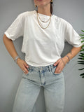 Kikisix donna t-shirt basic tinta unita bianco