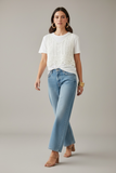 Kikisix donna t-shirt over con top macrame panna