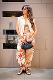 Pantalone donna palazzo  lungo a fiori