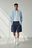 Pont bermuda uomo jogger short seersucker blu