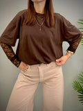 Kikisix donna tshirt over con maniche pizzo moro