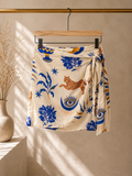 kikisix gonna donna pareo corta fantasia astrology blu ocra