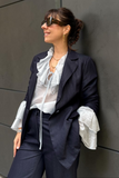 Giacca donna collo a lancia cavallery viscosa blu