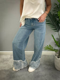 You Decide Donna Jeans Palazzo Con Inserto Pizzo