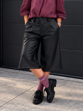Kikisix Donna Bermuda ecopelle con pinces nero KXSH3773BLK nero