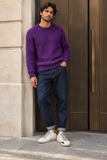 Bl11 uomo maglia girocollo boucle viola