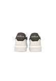 Gaelle white men's sneakers with gray heel tab and logo
