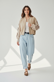 Kikisix donna pantalone balloon con pinces e cintura blu chiaro