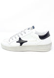 Ama brand white men's leather sneakers with black logo