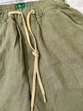 Pont bermuda uomo jogger short lino militare