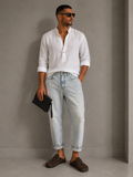 Pont jeans denim uomo cropped lavaggio chiaro  rotto zigzag