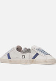 date women's white hill low calf white blue sneakers