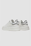 Gaelle white women's sneakers with white heel and black logo