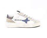 Ama brand men's sneakers in white leather with light blue logo