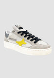 Ama brand men's sneakers in gray leather with yellow logo