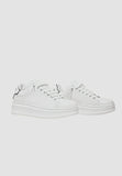gaelle men's sneakers in white eco-leather with white heel and black logo