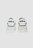 gaelle men's sneakers in white eco-leather with white heel and black logo
