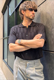 Bl11 Uomo Camicia M/m Triangoli Nero