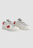 Ama brand white men's sneakers with heel and red logo