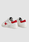 Ama brand white men's sneakers with heel and red logo