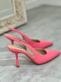Women's peach pink slingback model heeled shoe