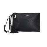 Gaelle black envelope clutch with handle and small front logo