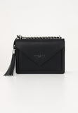 Gaelle women's maxi clutch bag with fixed shoulder strap and pointed flap with logo