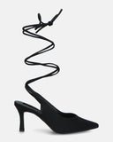 Women's black slingback heeled shoe with ankle strap