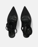Women's black slingback heeled shoe with ankle strap