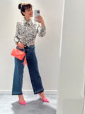 ICHI JEANS DONNA A PALAZZO CON FONDO TAGLIO VIVO