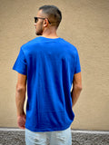 Daniele alessandrini t-shirt uomo blu elettrico con stampa colo di vernice