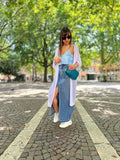 Molly bracken cardigan donna lungo  bianco manica corta