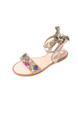 women's slipper-style sandal with scarf and strap with stones