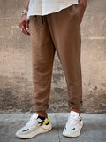ko samui pantalone uomo in lino color cammello con coulisse