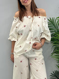 Camicia donna bianca ricamata