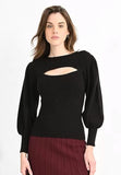 MOLLY BRACKEN MAGLIA DONNA NERA CON APERTURA SU DECOLLETE