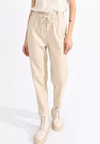 MOLLY BRACKEN WOMEN'S ECO-LEATHER TROUSERS WITH LACE IN CREAM