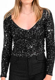 LILI SIDONIO WOMEN'S TOP SWEATER WITH BLACK SEQUINS