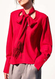 lumina camicia donna rossa  con fiocco