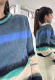 LILI SIDONIO MAGLIONE DONNA FANTASIA RIGHE MULTICOLOR NERO