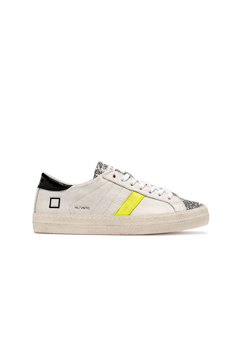 DATE SNEAKERS DONNA BIANCA HILL LOW VINTAGE CALF WHITE BLACK
