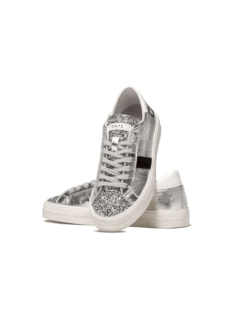 DATE SNEAKERS DONNA ARGENTO HILL LOW GLITTER SILVER