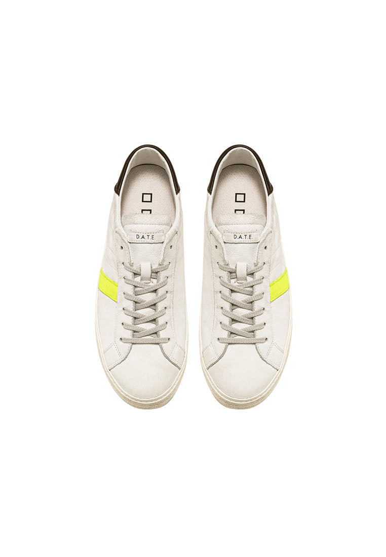 DATE SNEAKERS UOMO BIANCA HILL LOW VINTAGE CALF WHITE YELLOW