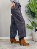 Kikisix donna pantalone dritto elastico vita con cintura blu