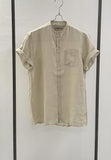 SSEINSE CAMICIA UOMO  MANICA CORTA IN LINO BEIGE  SENZA COLLO