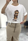 Lumina t-shirt donna panna con stampa orsetto ops